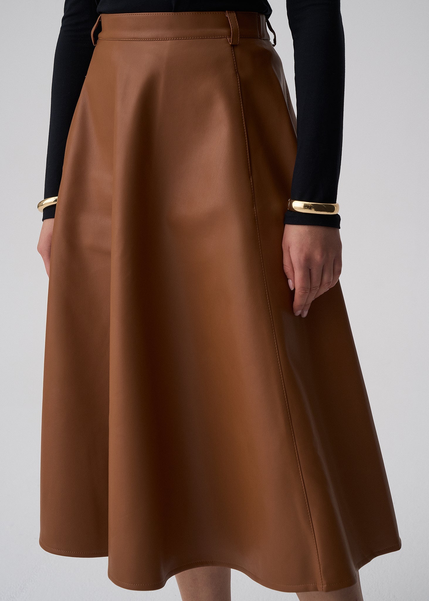 SPÓDNICA MOA FAUX LEATHER BROWN LECOLLET