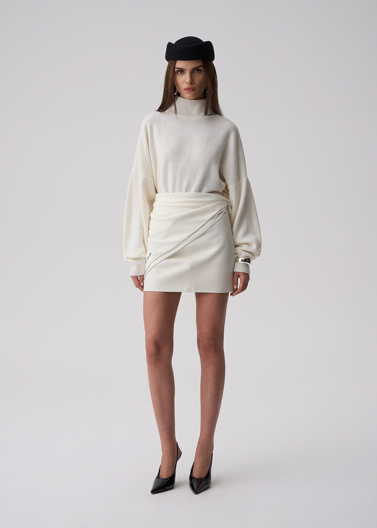 SPÓDNICA OZI FAUX LEATHER WHITE LECOLLET