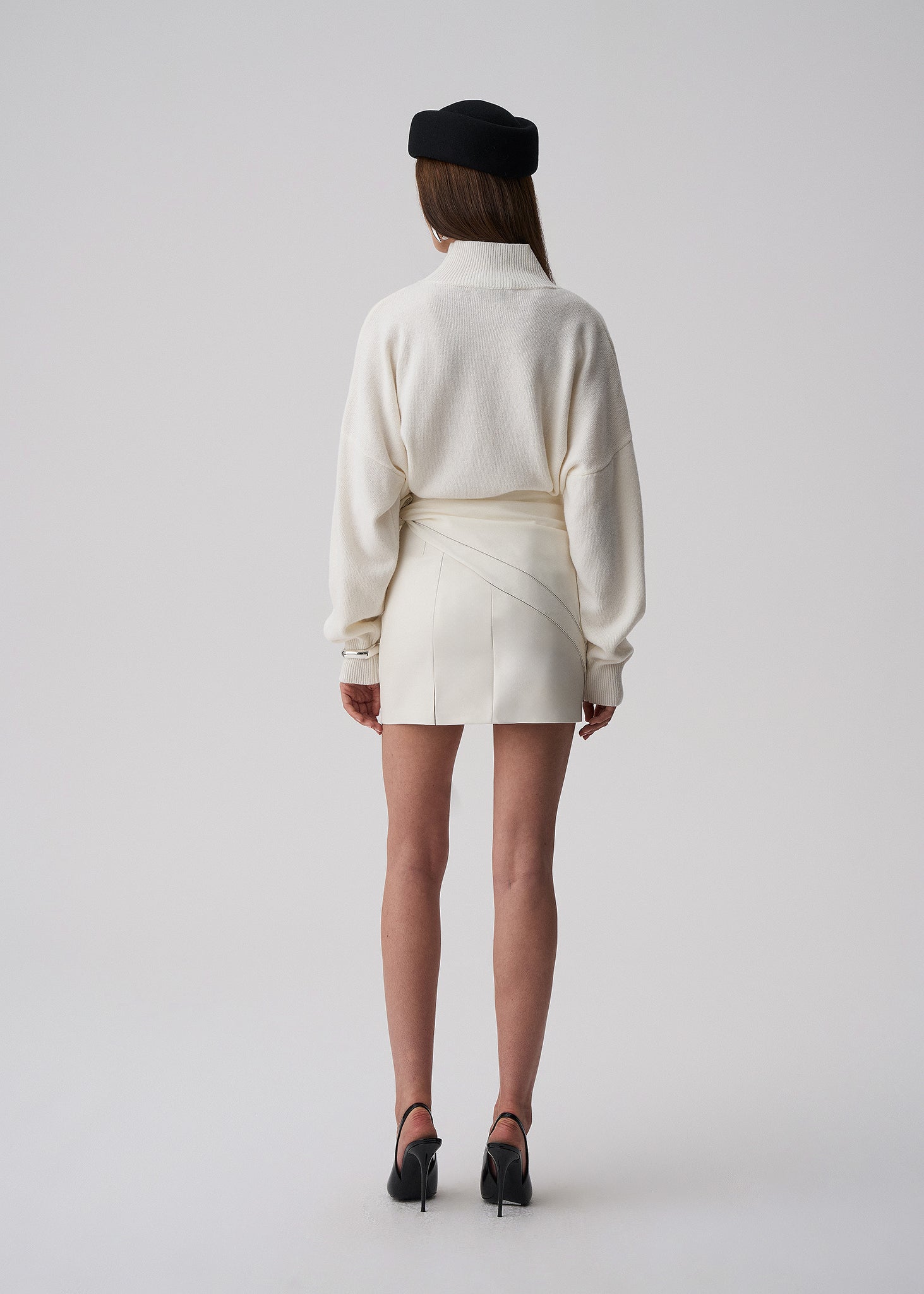 SPÓDNICA OZI FAUX LEATHER WHITE LECOLLET