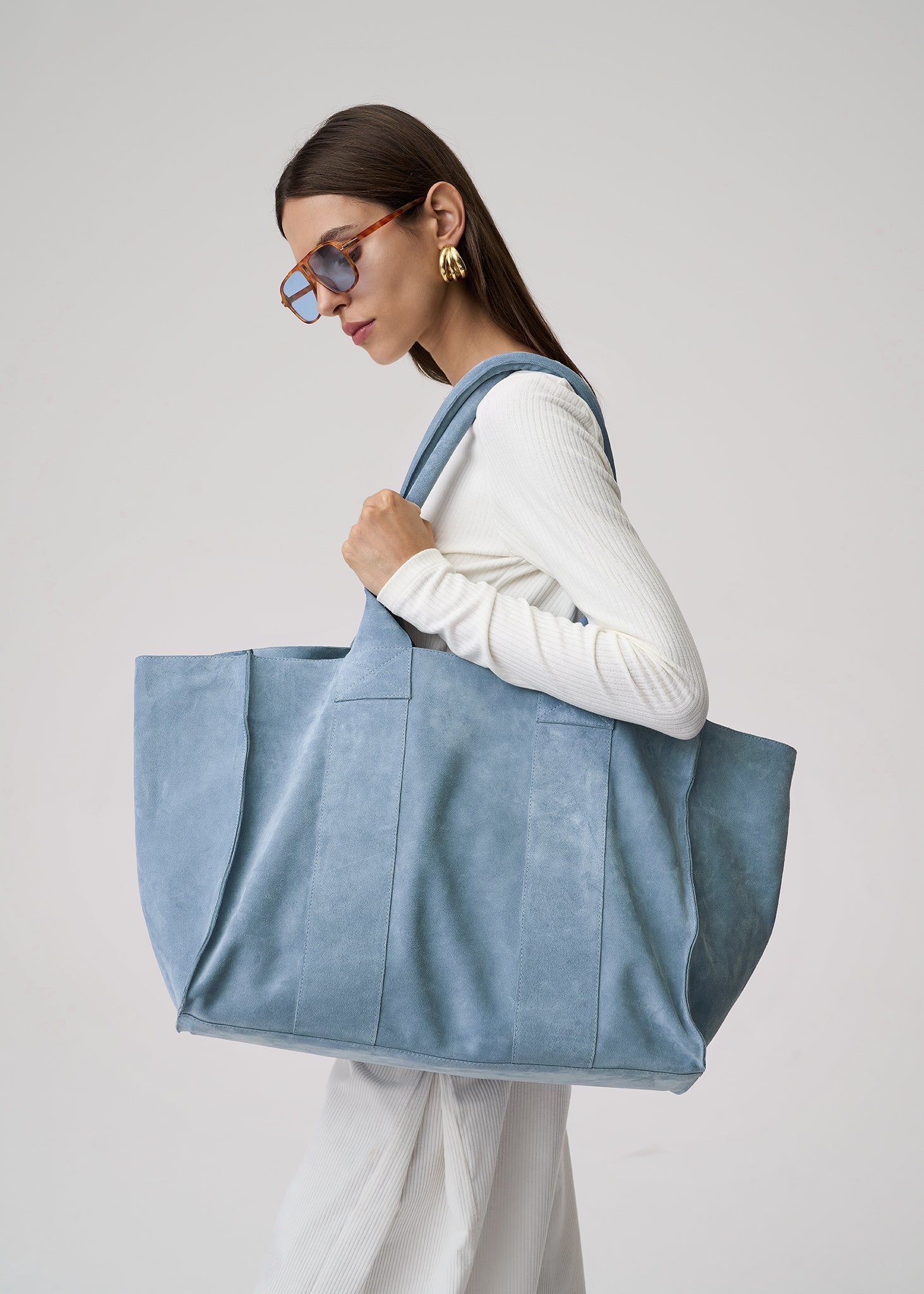 TORBA BIG BAG LIGHT BLUE SUEDE LECOLLET