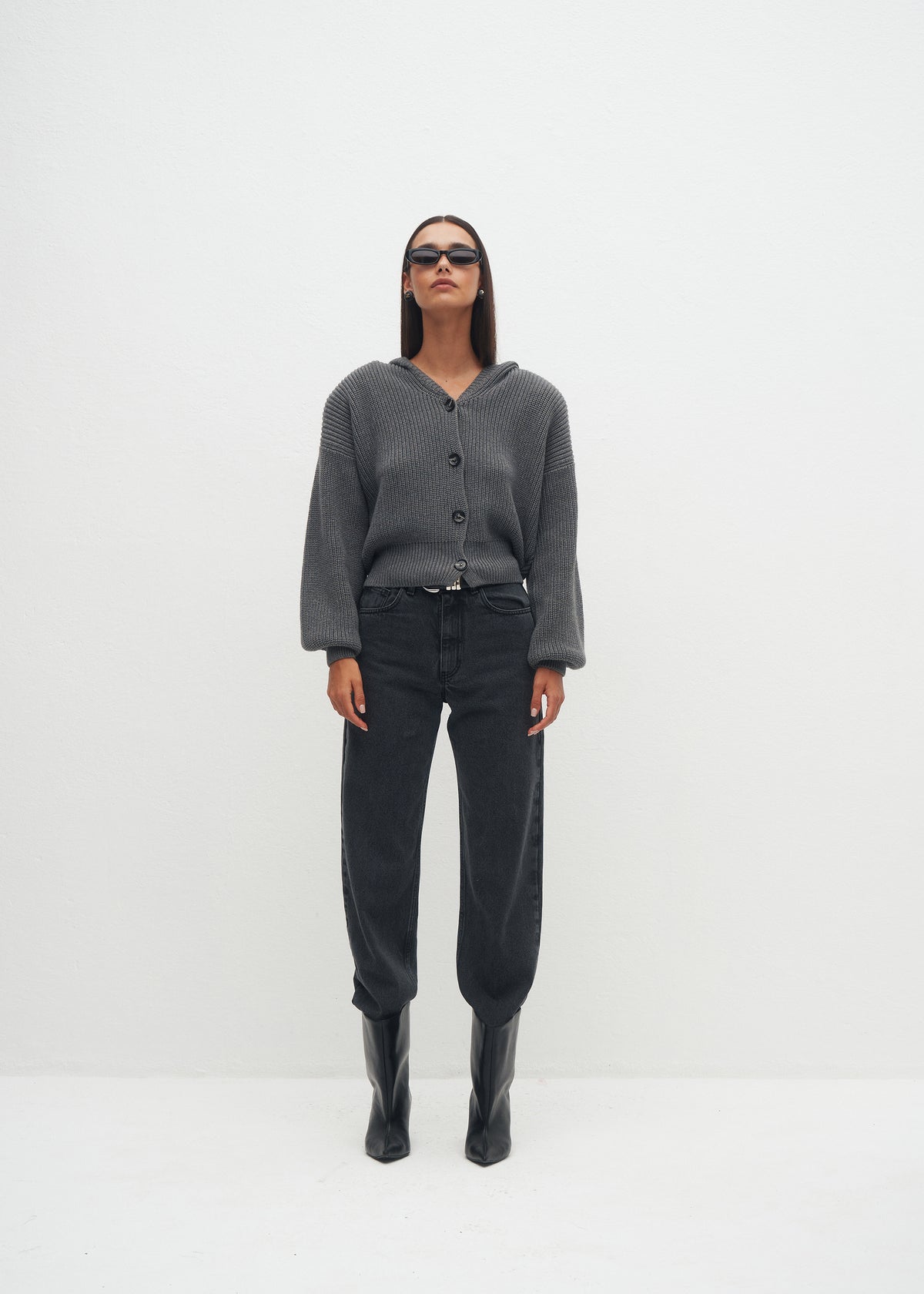 JORI GREY HOODED CARDIGAN
