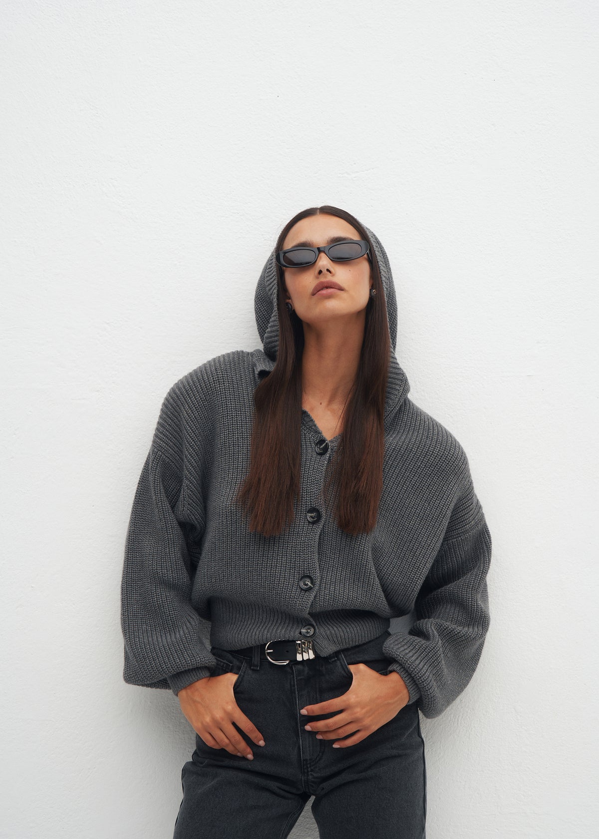 JORI GREY HOODED CARDIGAN