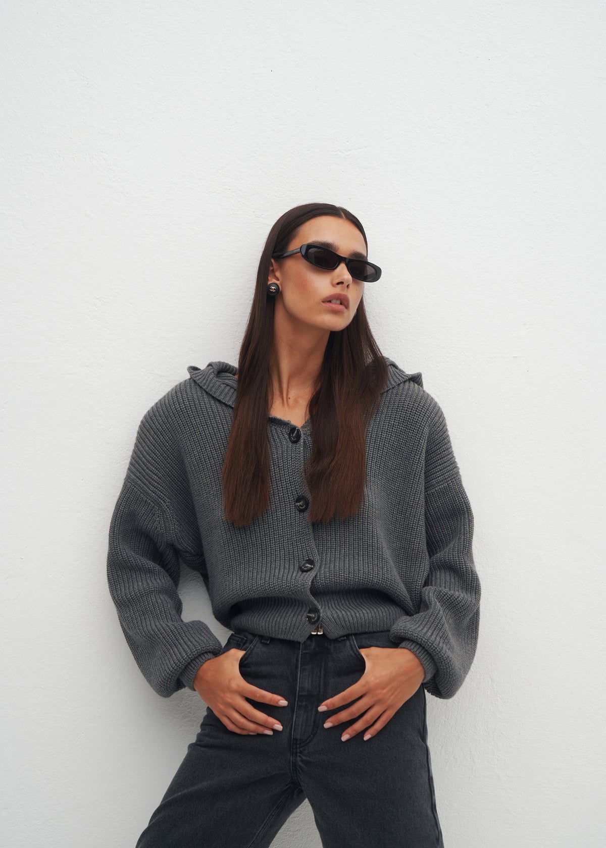 JORI GREY HOODED CARDIGAN
