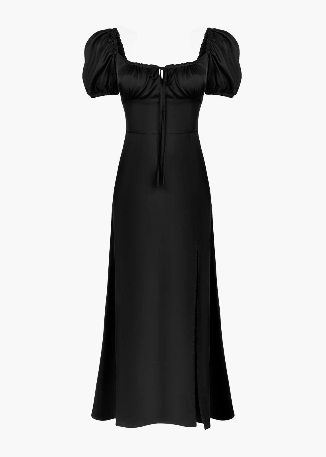 JULITA ROMANTIC BLACK SATIN DRESS