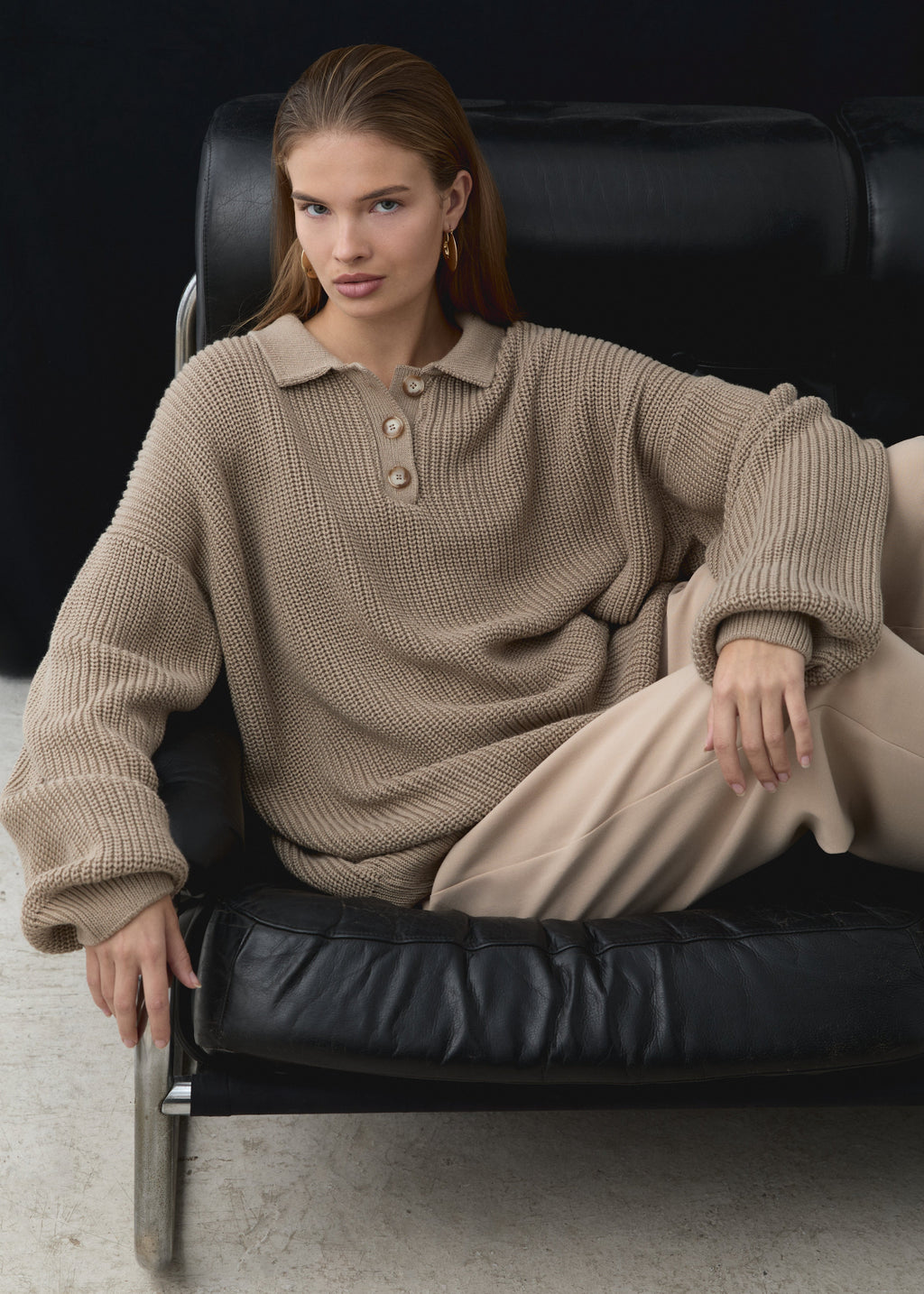 SWETER POLO ZURI TAUPE LECOLLET