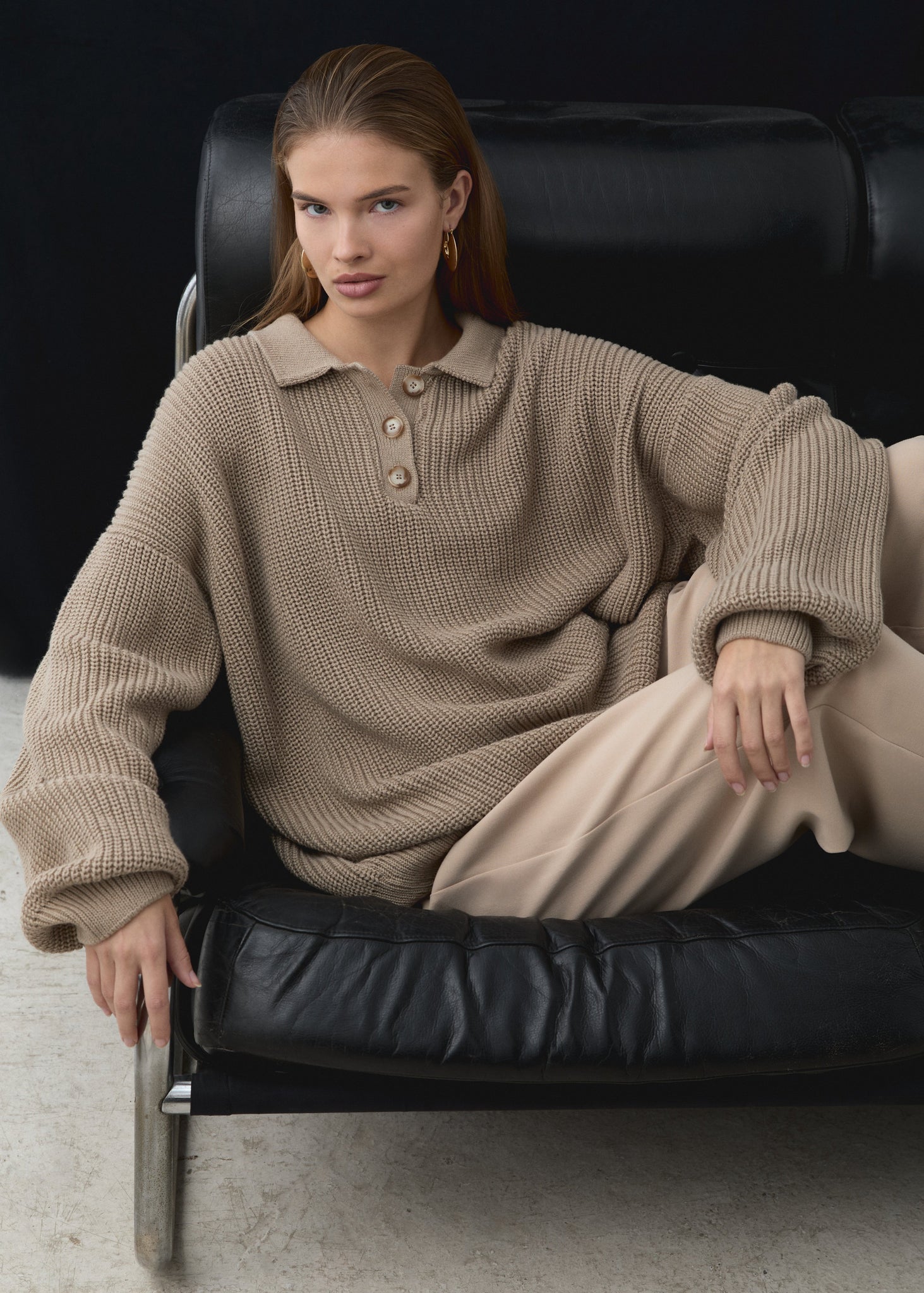 SWETER POLO ZURI TAUPE LECOLLET