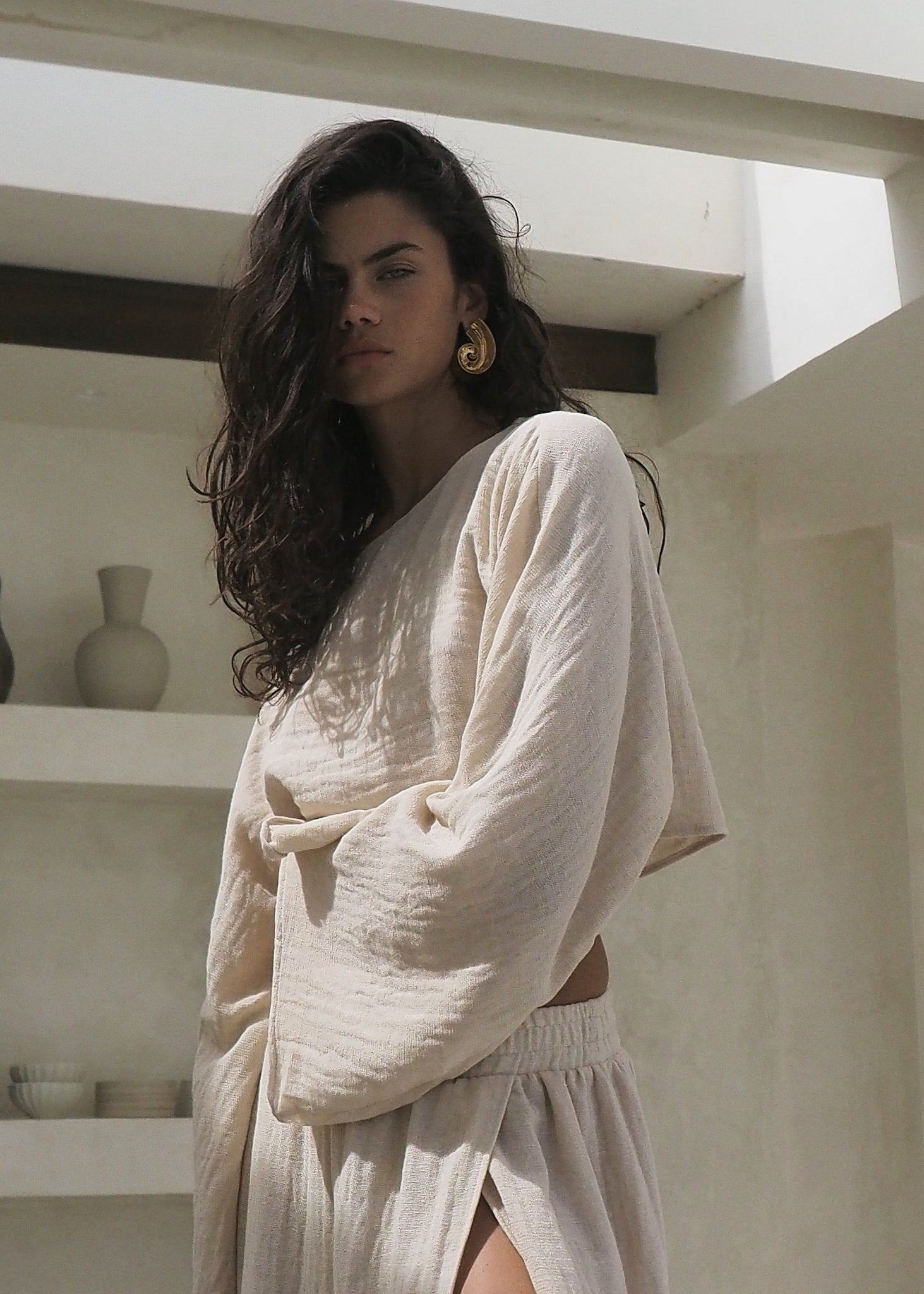 SARA TOP MUSLIN VINTAGE SAND LECOLLET